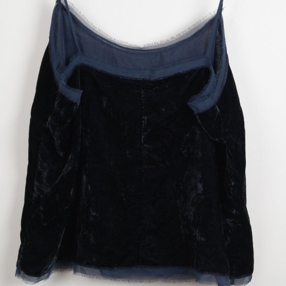 H & M Blue Velvet Spaghetti Strap Top Eyelash Edge - Picture 6 of 7